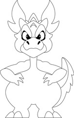 Mystical Shaolin warrior in the form of a Chinese dragon cartoon character. Coloring style