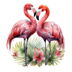 Fototapeta premium Pink flamingos standing together in the forest