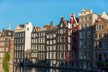 Fototapeta premium Traditional Dutch Baroque and Gothic old architecture in Amsterdam from 17th century.