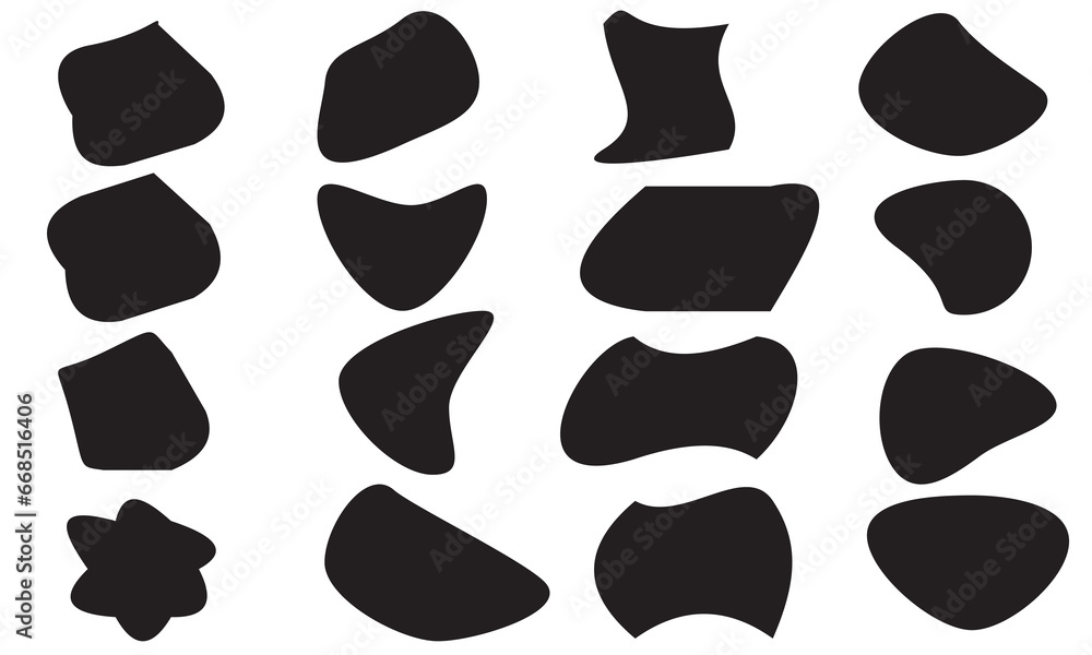 Poster 16 modern liquid irregular blob shape abstract elements graphic flat style design fluid vector illus