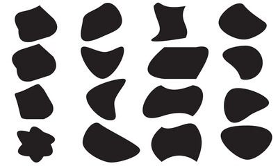 16 Modern liquid irregular blob shape abstract elements graphic flat style design fluid vector illustration set.