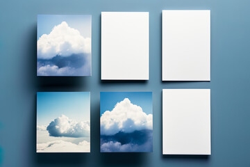 Greeting cards and mock ups, emotions on a visual journey of elevation towards the sky
