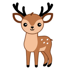 Kawaii Deer Cartoon: Minimal Vector Illustration of a Cute Animal