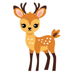 Kawaii Deer Cartoon: Minimal Vector Illustration of a Cute Animal
