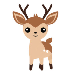 Kawaii Deer Cartoon: Minimal Vector Illustration of a Cute Animal