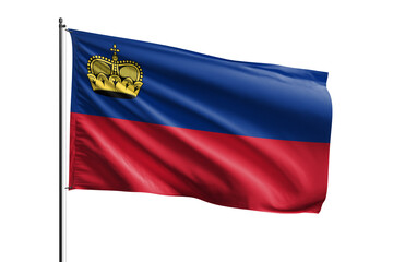 3d illustration flag of Liechtenstein. Liechtenstein flag waving isolated on white background with clipping path. flag frame with empty space for your text.