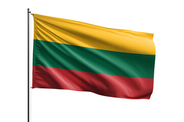 3d illustration flag of Lithuania. Lithuania flag waving isolated on white background with clipping path. flag frame with empty space for your text.