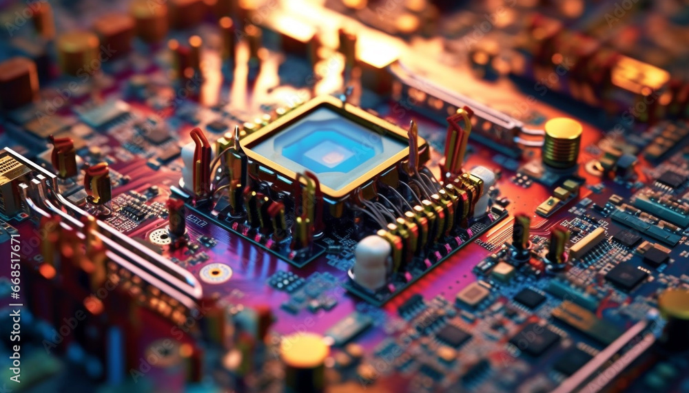 Aufkleber technology connects the world through complex circuits and global communications generated by ai