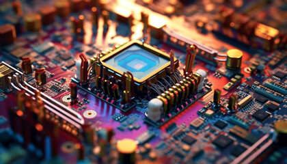 Obraz premium Technology connects the world through complex circuits and global communications generated by AI