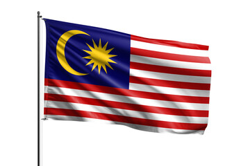 3d illustration flag of Malaysia. Malaysia flag waving isolated on white background with clipping path. flag frame with empty space for your text.