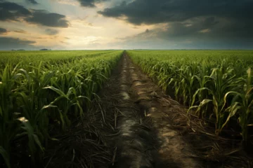 Papier Peint photo Lavable Prairie, marais field of corn