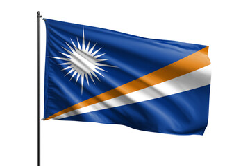 Obraz premium 3d illustration flag of Marshall Islands. Marshall Islands flag waving isolated on white background with clipping path. flag frame with empty space for your text.