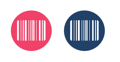Barcode icon, bar code vector simple graphic pictogram image symbol clipart set red blue round circle - obrazy, fototapety, plakaty
