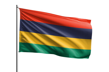 3d illustration flag of Mauritius. Mauritius flag waving isolated on white background with clipping path. flag frame with empty space for your text.