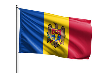 3d illustration flag of Moldova. Moldova flag waving isolated on white background with clipping path. flag frame with empty space for your text.