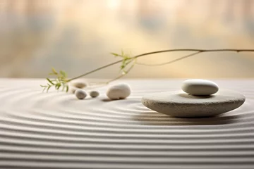 Foto auf Acrylglas Steine im Sand Wellness background, spa still life, meditation, feng shui, relaxation, zen concept