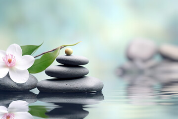 Obraz na płótnie Canvas Wellness background, spa still life, meditation, feng shui, relaxation, zen concept