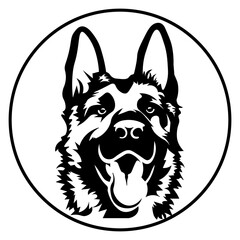 German Shepherd Dog 2, Hand Drawn Vector Illustration
