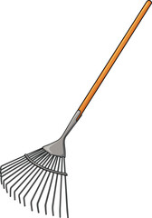 Rake tool for gardening and farm equipment . A Rake drawing vector isolated.