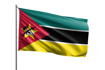 3d illustration flag of Mozambique. Mozambique flag waving isolated on white background with clipping path. flag frame with empty space for your text.
