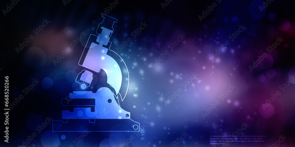 Aufkleber 2d rendering virus testing microscope with medicine bottle