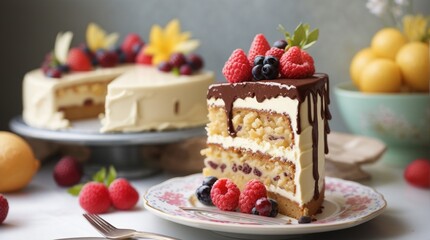 cake with berries