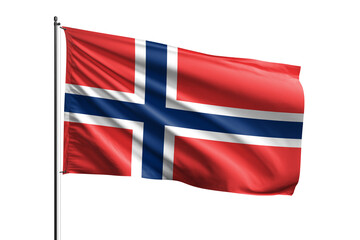 3d illustration flag of Norway. Norway flag waving isolated on white background with clipping path. flag frame with empty space for your text.
