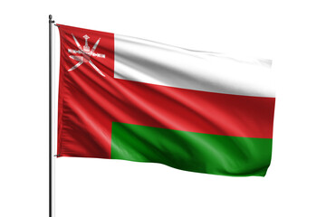 3d illustration flag of Oman. Oman flag waving isolated on white background with clipping path. flag frame with empty space for your text.