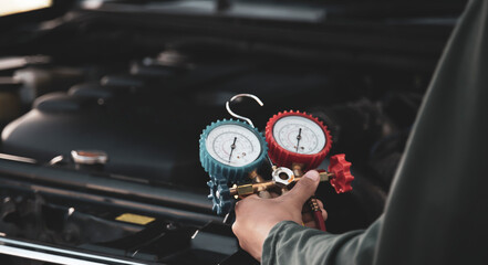 Car air conditioner check service, leak detection, fill refrigerant.Device and meter liquid cooling...