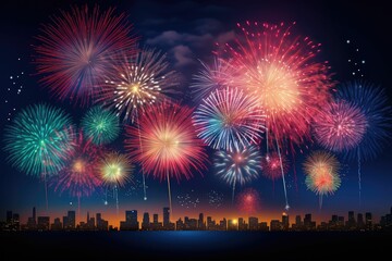 Colorful Firework Display for Celebrations: Burst of Joy