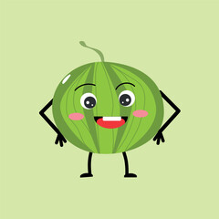 cute watermelon with smiling holding his sides