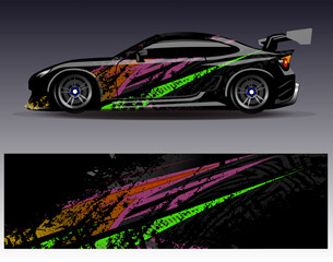 Car wrap design vector.Graphic abstract stripe racing background designs for vehicle, rally, race, adventure and car racing livery