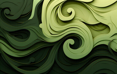 Vibrant twirly green abstract wallpaper background. design Widescreen 16:10 ratio