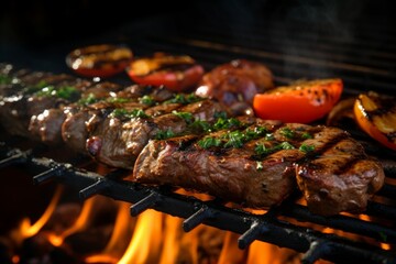 Sizzling Fresh donner grilled. Grilled meat. Generate Ai