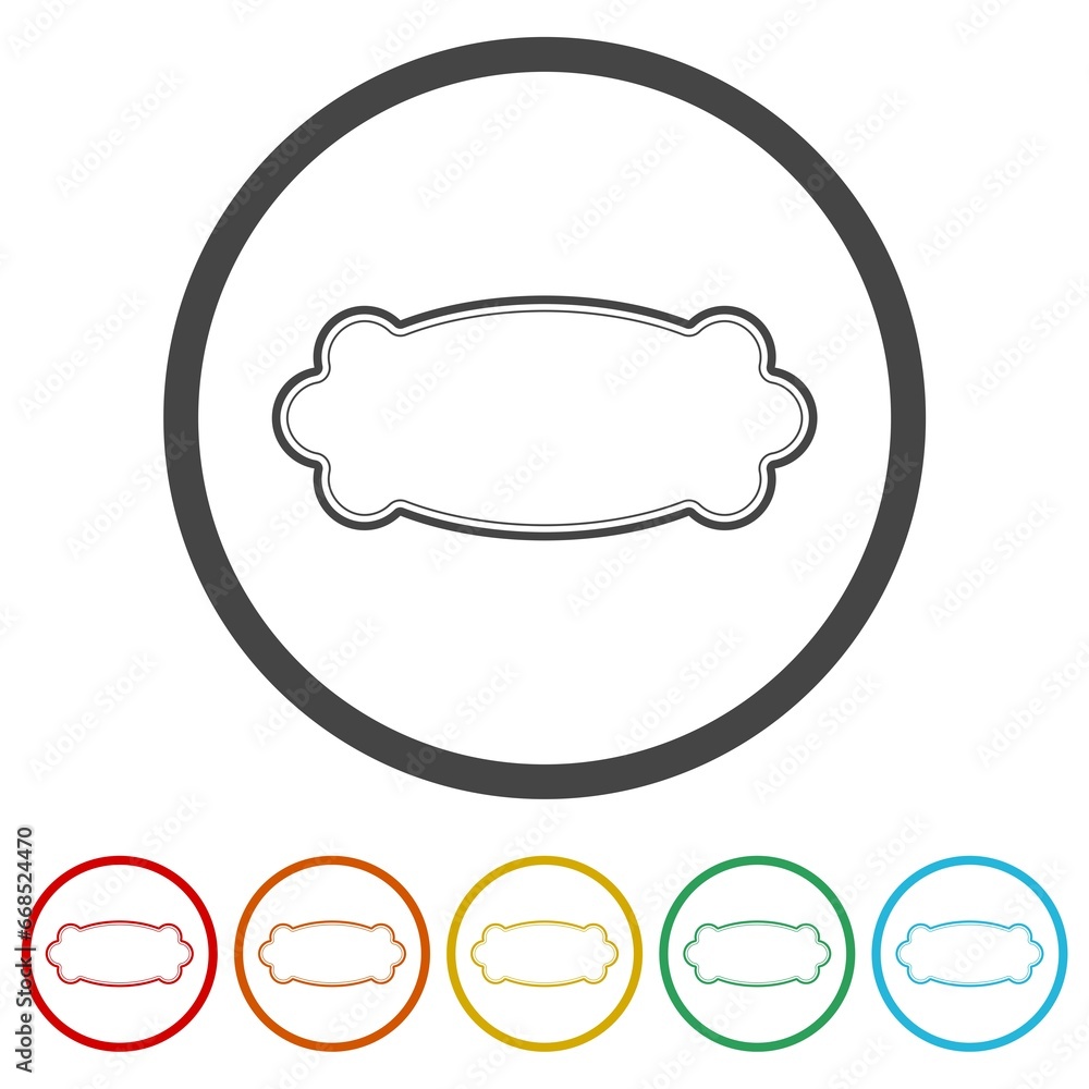Poster frame line. set icons in color circle buttons