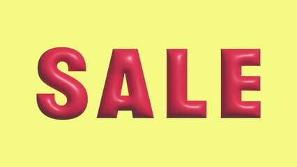 Sale video animation with 3D bold text flicker effect in yellow background