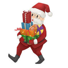 Santa Claus with big gifts box