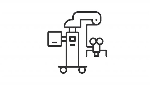 2D black creative thin line animation of surgical microscope, HD video with transparent background, seamless loop 4K video representing medical diagnostic equipment.