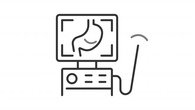 Set of black icon creative animations representing medical diagnostic equipment, HD video with transparent background, seamless loop 4K video.
