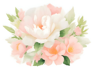 Obraz premium bouquet of soft orange flowers with green leaves, ai generative