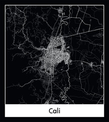 Minimal city map of Cali (Colombia South America)