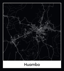 Minimal city map of Huambo (Angola Africa)