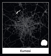 Minimal city map of Kumasi (Ghana Africa)