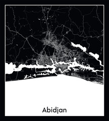 Minimal city map of Abidjan (Ivory Coast Africa)