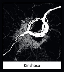 Minimal city map of Kinshasa (Democratic Republic of Congo Africa)