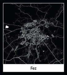 Minimal city map of Fez (Morocco Africa)