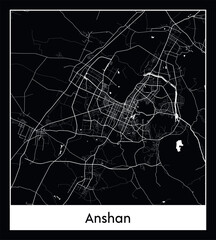 Minimal city map of Anshan (China Asia)