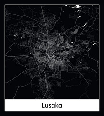 Minimal city map of Lusaka (Zambia Africa)