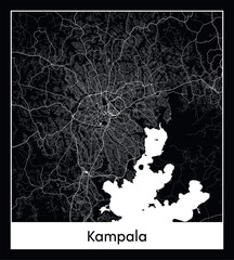 Minimal city map of Kampala (Uganda Africa)