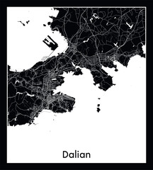 Minimal city map of Dalian (China Asia)